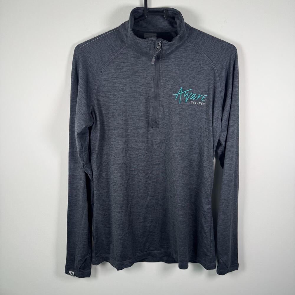 Storm Creek Shirt Womens Small Gray 1/4 Zip Pullover Top Aware Together Logo